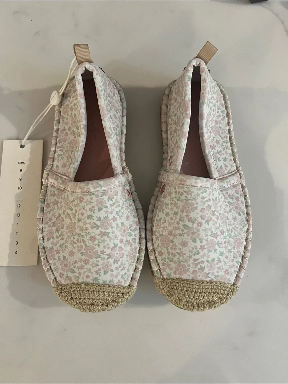 Pink Floral Kids Slip-On Espadrille Slippers